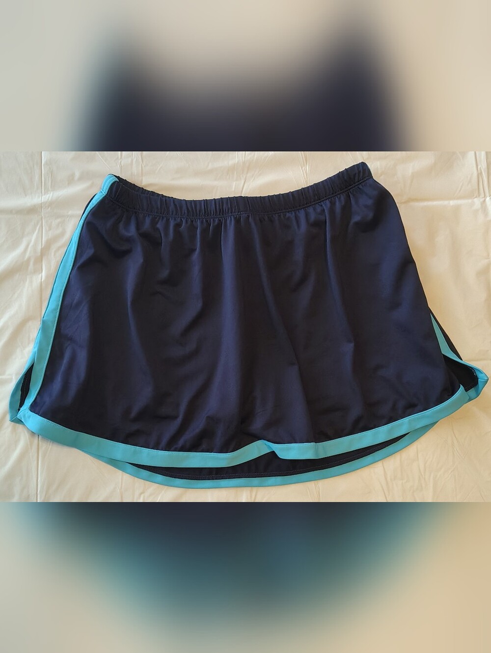Women's Inches Off Swimwear Navy & Teal Elastic Waist Skort Size 16W NWOT